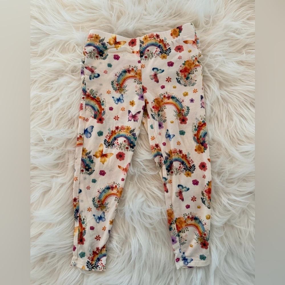 EUC Posh Peanut Lucky Rainbow Ruffle Bottom Leggings 2T